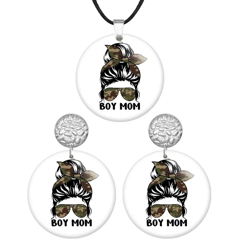 

Artist Skull Image Round Wooden Pendant Necklaces & Earrings For Women Stainless steel Piercing Jewelry Sets S8306