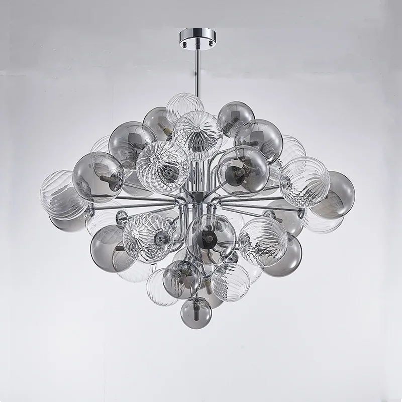 

Nordic Light Luxury Creative Diamond Glass Bubble Ball Living Room Chandelier Bedroom Dining Room Grape-like Lights