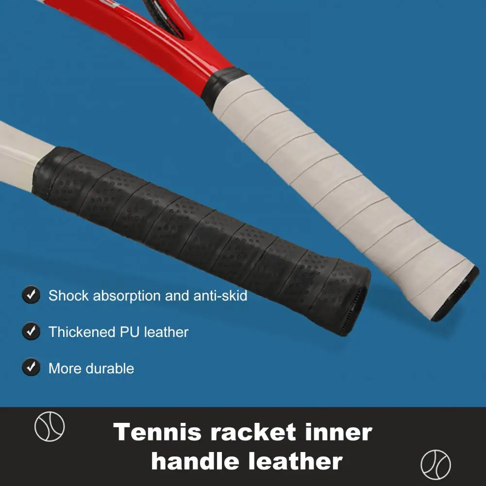 Squash Racket Grip Tape Anti-slip Tennis with Faux Leather Sleeve for Greater Friction Shockproof Enhanced