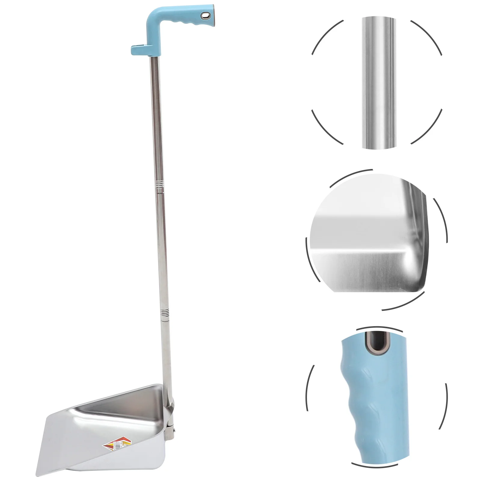 

Dustpan Pan Cleaning Stainless Steel Garbage Handle Broom Sweeper Set Lobby Office Trash Stand Handled Indoor Standing Waste