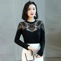 woman t shirts lace m 5xl womens vintage long sleeve stretch t shirt sexy tops mujer camisetas petal sleeve shirts for women