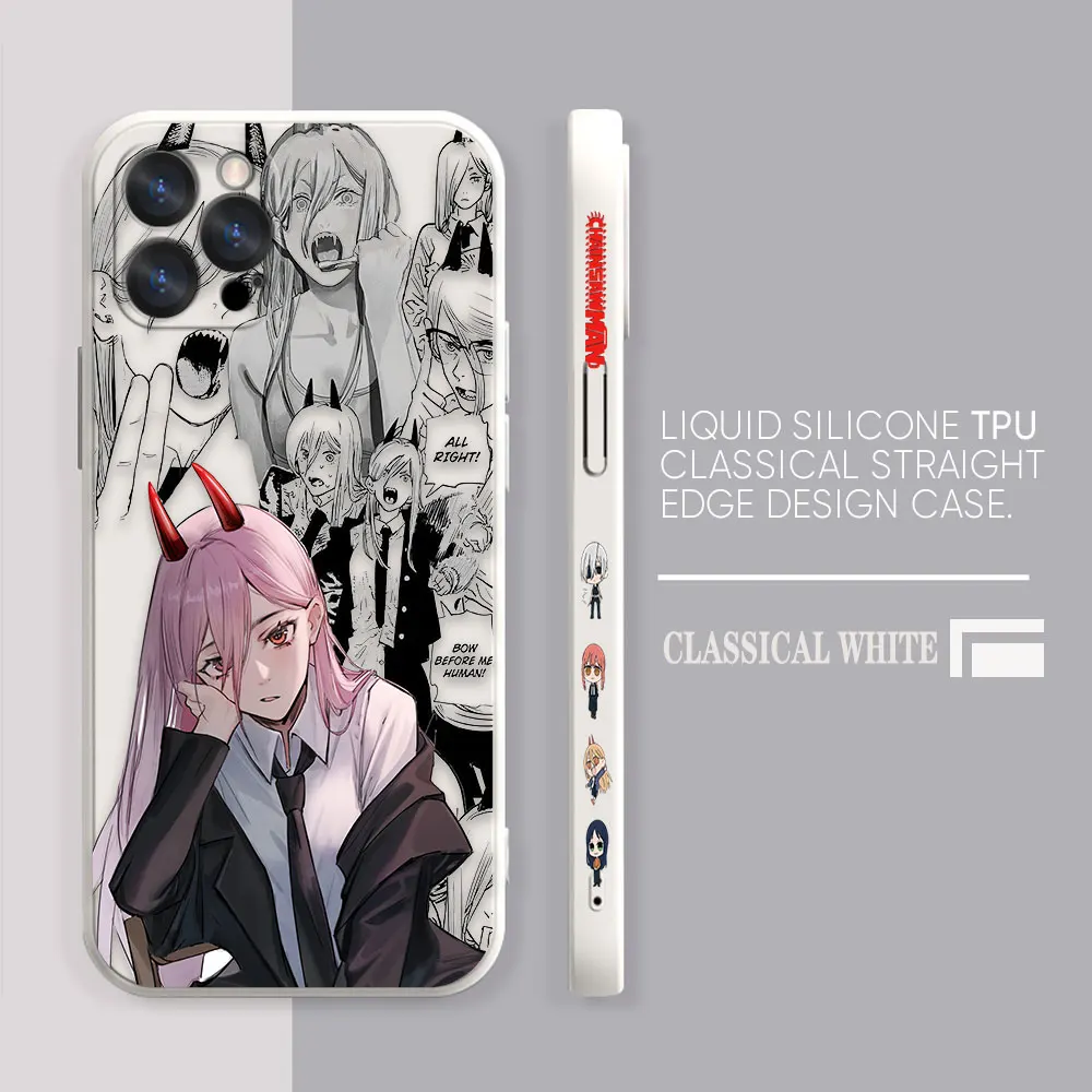Phone Case For Apple iPhone 14 13 12 11 Pro XS Max Mini X XR SE 7 8 6S Plus Case Cover Funda Cqoue Shell Capa Chainsaw Man POWER