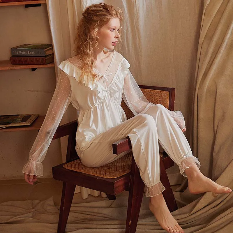 Roseheart Summer Pink White Women Sleep Sleepwear Suits Cotton Nightwear V Neck Plus Size 2 Piece Nightgown Pants Pajama Sets