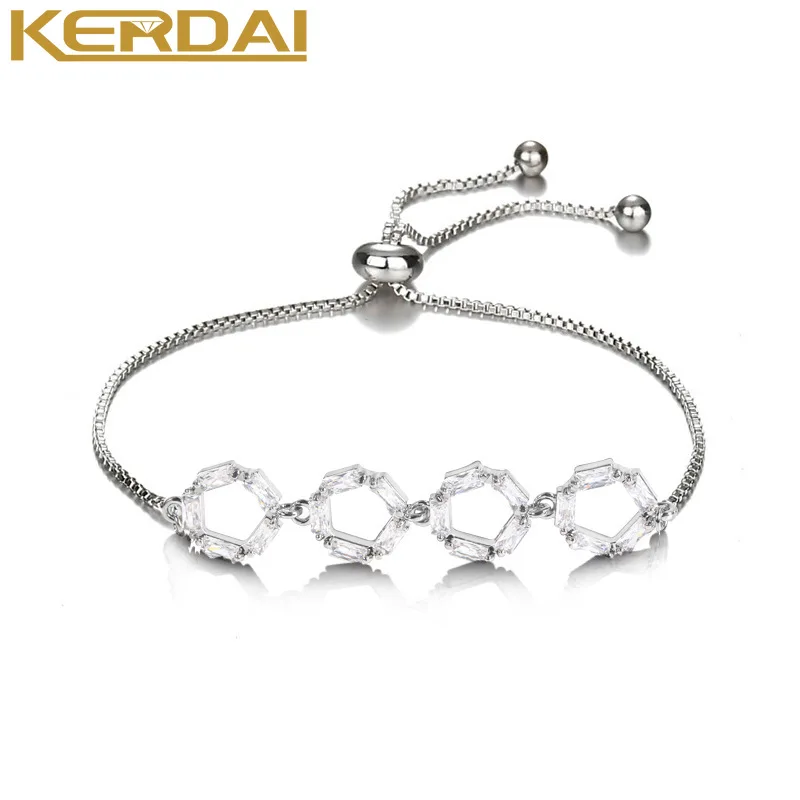 

Fashion Bracelet for Women 925 Sterling Silver Hollow Geometric Women Bracelets Clear CZ Fashion Bracelet Jewelry