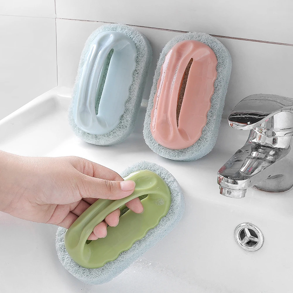 

Sponge Cleaning Brush Handle Tiles Brush Kitchen Bathroom Stove Bathtub Sink Cleaning Dish Pot Cleaning Brush Clean Tools