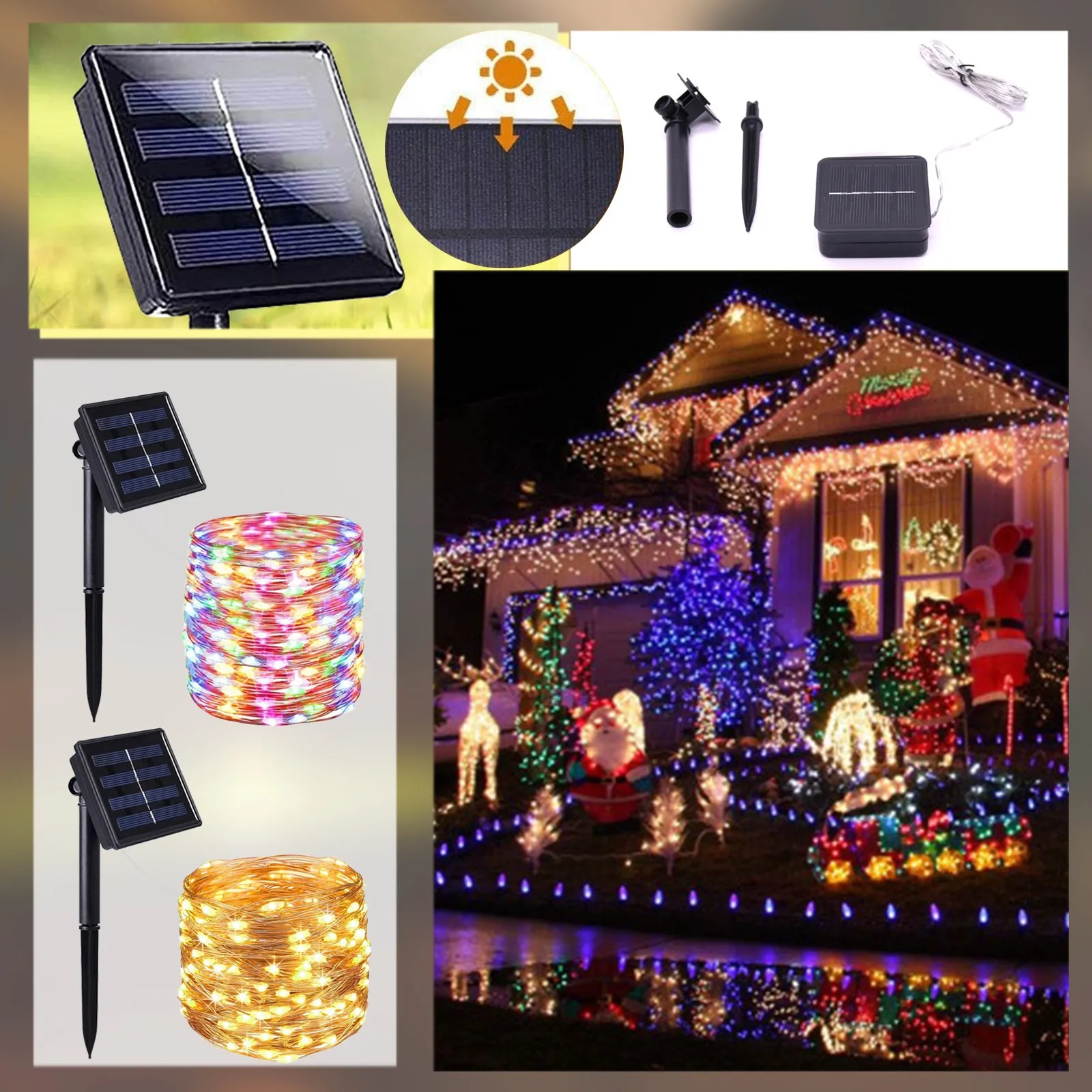 

Giant Christmas Bulbs Outdoor String Outdoor LED Solar-Light Solar-Light 10M Modes LED With 8 Mantle Christmas Lights Plug in
