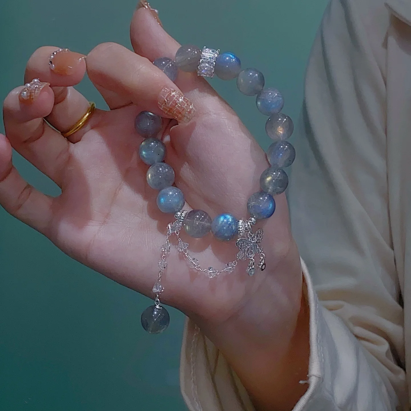 Оригинальный дизайн натуральный серый лунный свет браслет с кисточками для