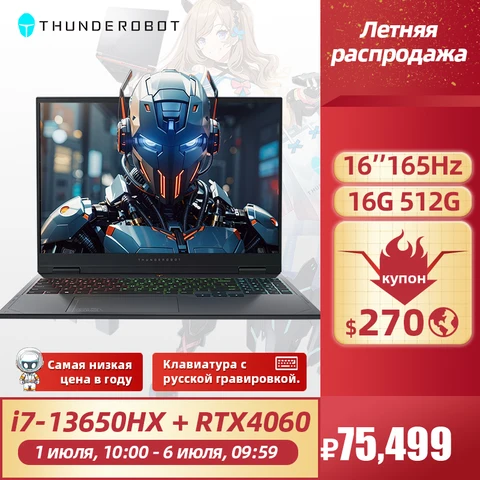Игровой ноутбук THUNDEROBOT R16, 16", 16/512ГБ, i7-13650HX, RTX 4060, Windows