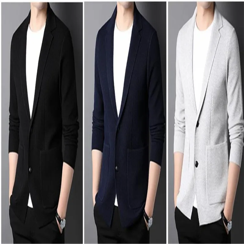

Высококачественная шерстяная Новинка 5%, брендовая Модная трикотажная модель, мужской облегающий свитер, повседневные однотонные пальто, куртка, Мужская одежда 2022