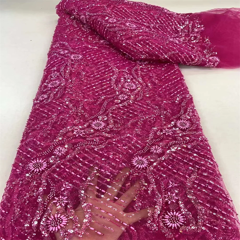 Роскошные нигерийские бусины ручной работы кружевная ткань 2024