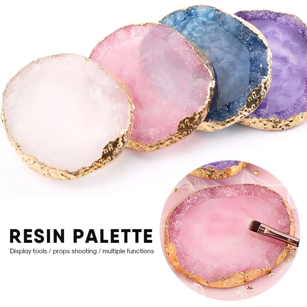 

1p Paint Tray Palettes Natural Resin Stone Nail Art Color Palette Acrylic Gel Polish Holder Drawing Color Paint Dish Glue Pallet