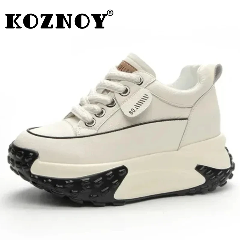 Koznoy/женские удобные осенние кроссовки на танкетке из натуральной кожи 7 см модные