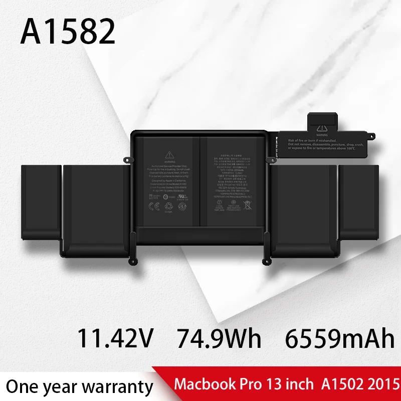 

NEW Laptop Battery A1582 for Apple MacBook Pro 13" Retina A1502 2015 year With Tools ME865 ME864 020-00010 11.42V 6559mAh 74.9Wh