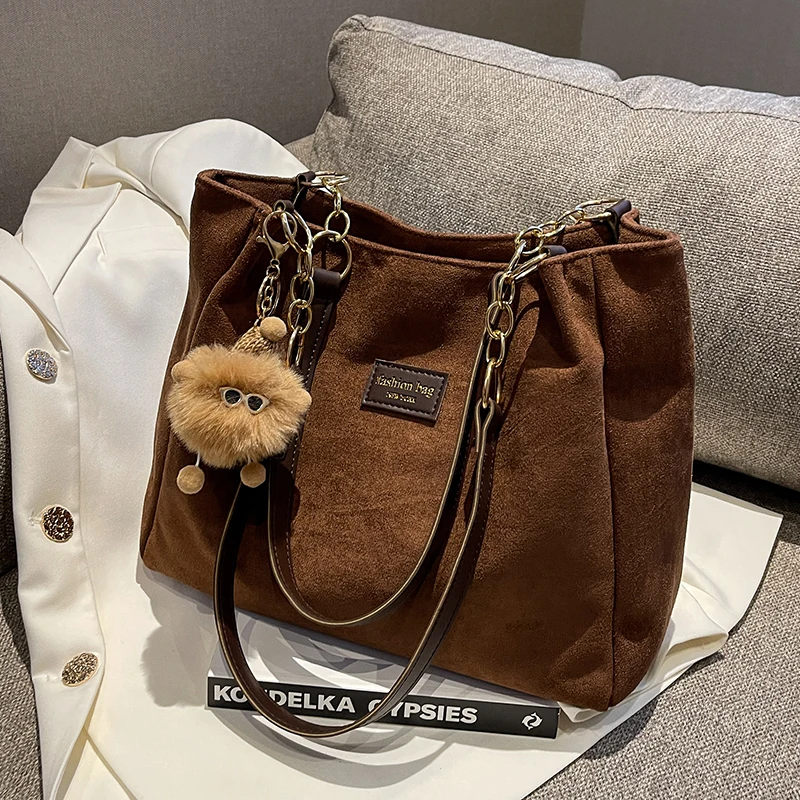 High capacity Suede handbags for women 2022 new Winter soft warm Female bag luxury office tote Messenger Shoulder bag ladies pur