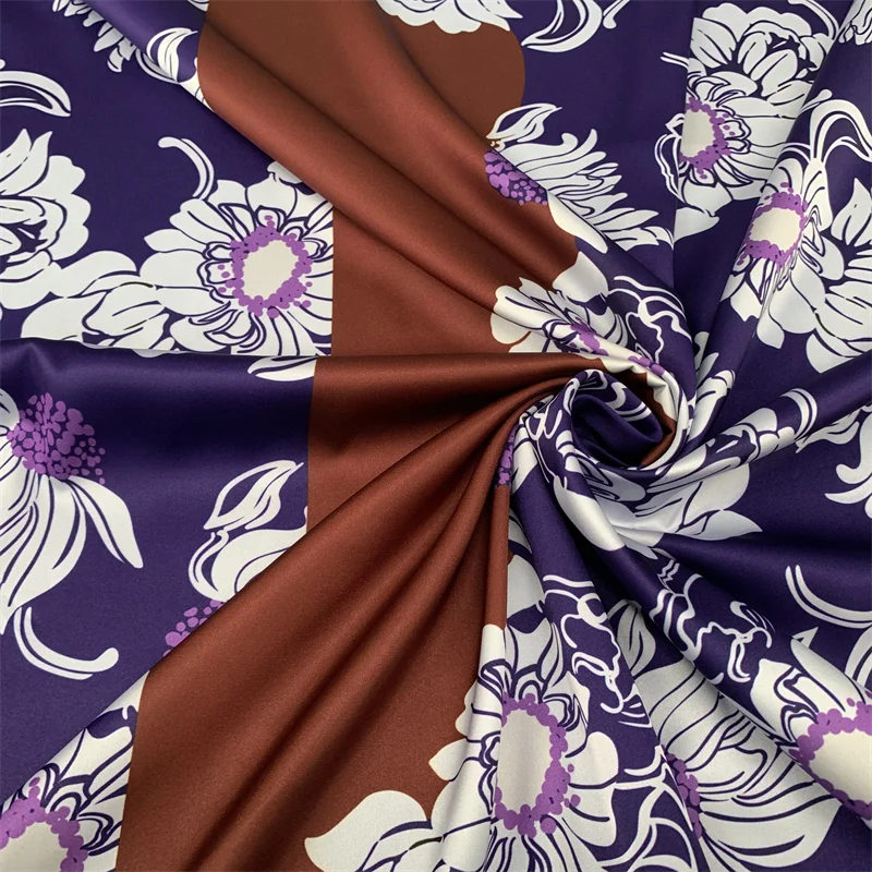 

Роскошный бренд цифровая печать цветная Блокировка Нижняя цветочный узор стрейч атласная ткань весна-лето сделай сам материал для шитья пл...