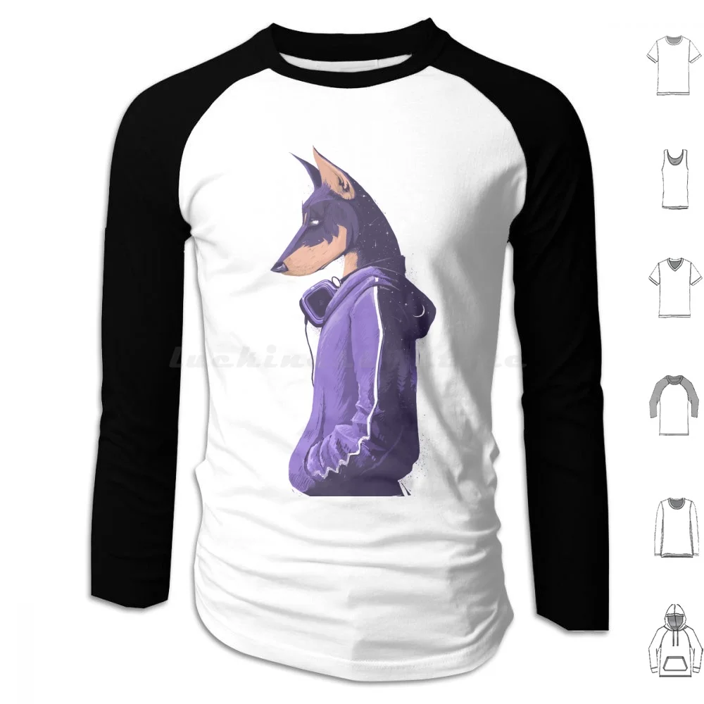 

Толстовка с капюшоном Night Doberman, хлопковые наушники с длинным рукавом, с животными, домашними животными, ночью, луной, звездами, природой