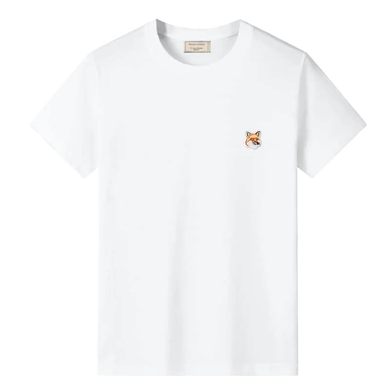 

Pure Cotton T Shirt for Men Women Summer Fashion Casual Classic Brand Fox Head Embroidery T Shirt Couple Tops Tees Short Sleeve
