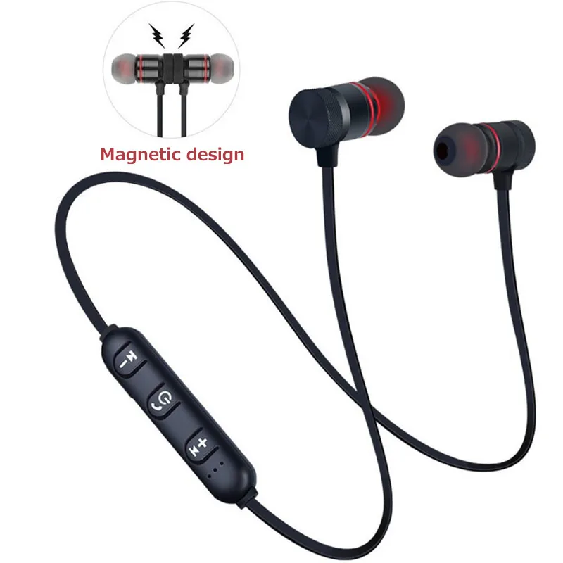 

Metal Magnetic Wireless Bluetooth-Compatible 4.1 Earphones Sports Headset Earbuds Gaming Headset with Mic for All Phone