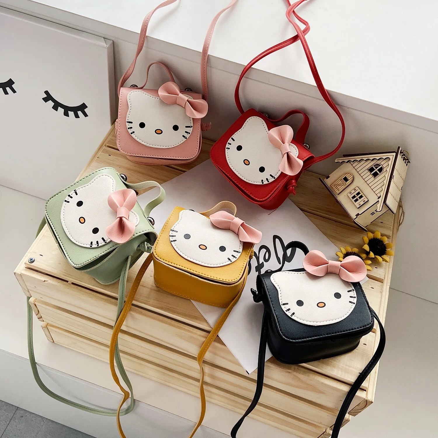 

New 2022 Cartoon Hello Kitty Messenger Bag Cute Children's Small Backpack Mini Diagonal Shoulder Bag Handbag Girl Boy coin bag