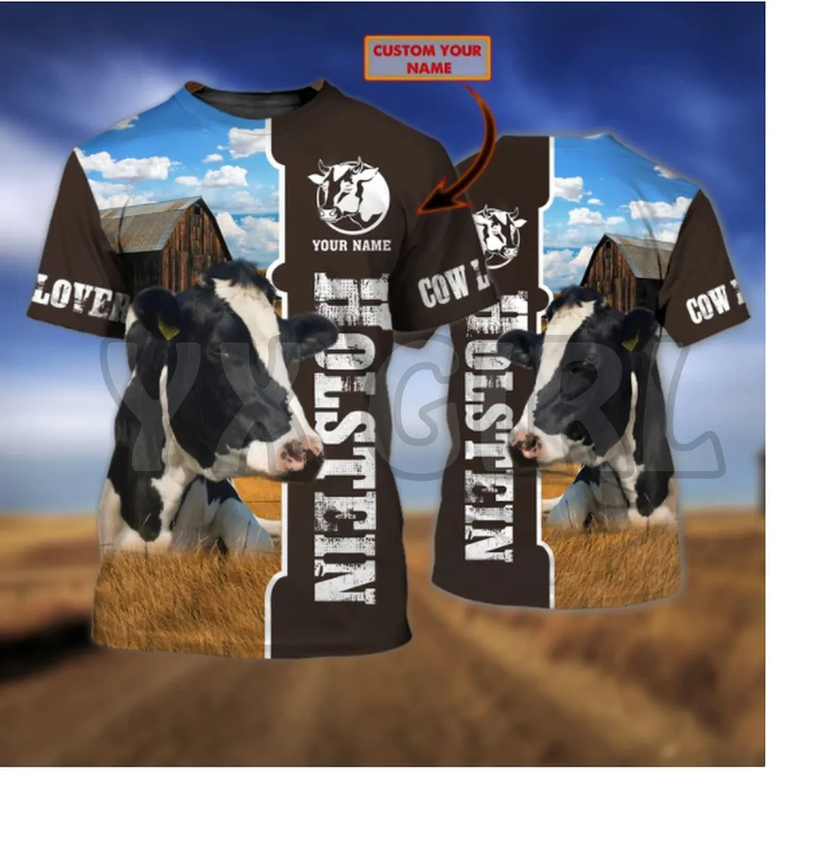 

2022 Summer Fashion Men t shirt Personalized Holstein Cattle 3D All Over Printed T Shirts Tee Tops shirts Unisex Tshirt