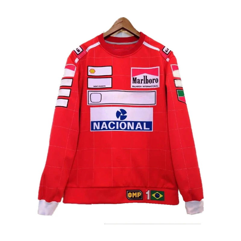 

2022 Formula One Brazilian Driver Elton Sena Championship Vintage Series Sweater Printed Racing Suit Men's Plus Size Top