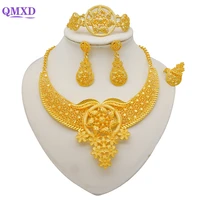 dubai indian gold jewelry set for women nigerian necklace bracelet earring bridal sets nigerian moroccan 24k gold jewellery set