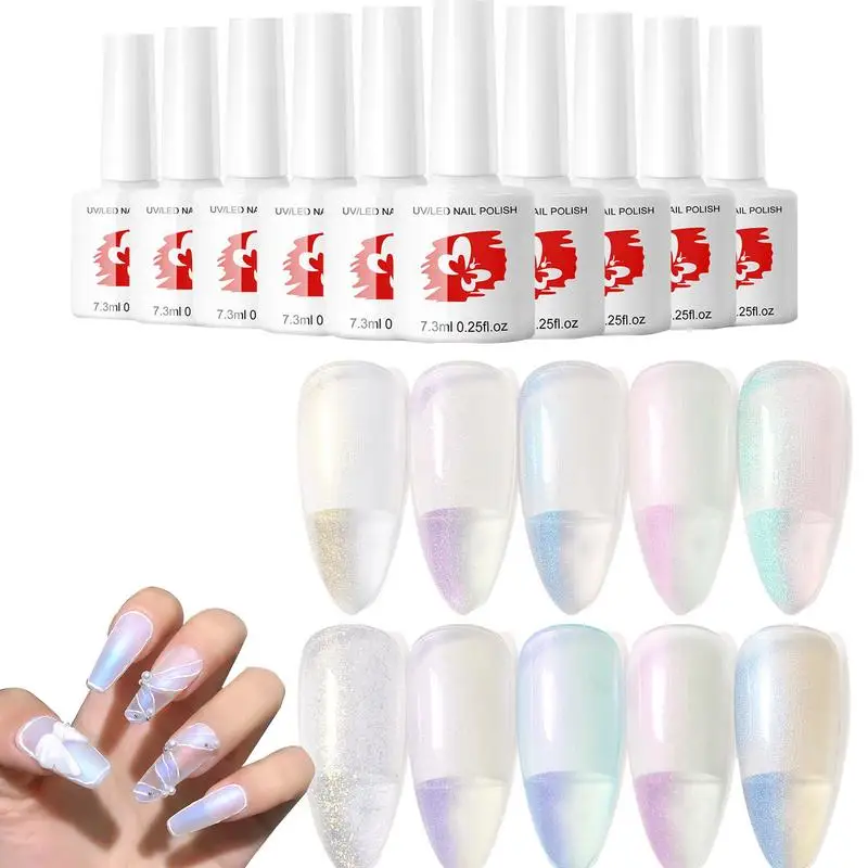 

10pcs Mermaid Nail Polish Set Pretty Decorations UV Semi Permanent Nail Lacquer
