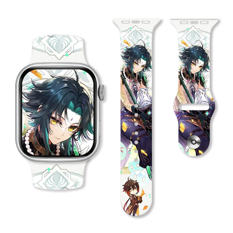 

Anime Character Strap for Apple Watch 8 7 6 SE 5 4 3 Silicone Printed Band Replaceable Bracelet for iWatch 45mm 44mm 42mm 40mm