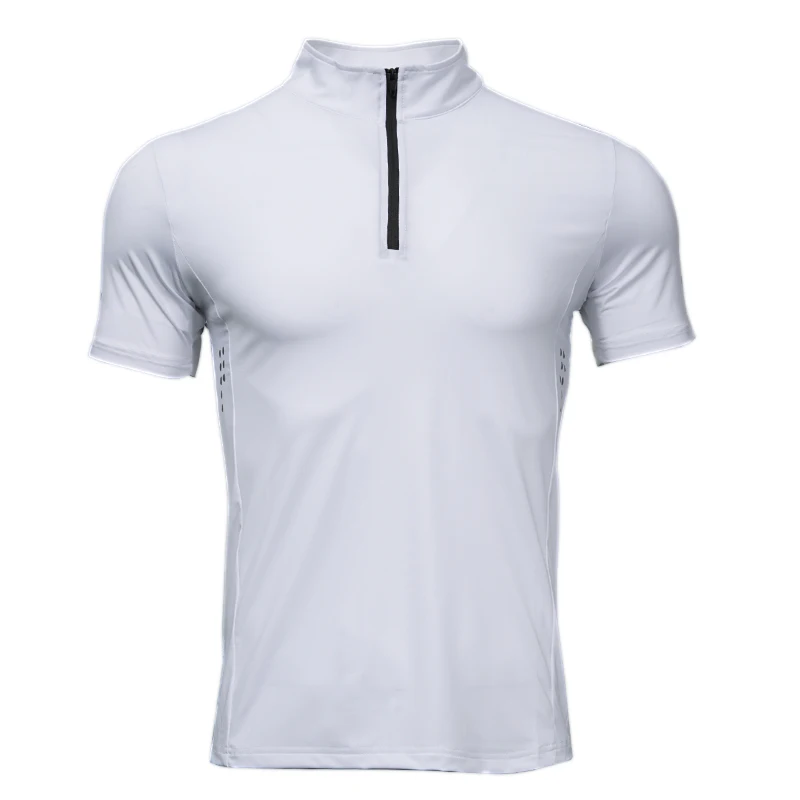 2023 Men Summer Sports T-shirts Quick Dry Breathable Short Shirts Fitness Running Outdoor Gym T Shirt Male Casual Zipper Up Tees