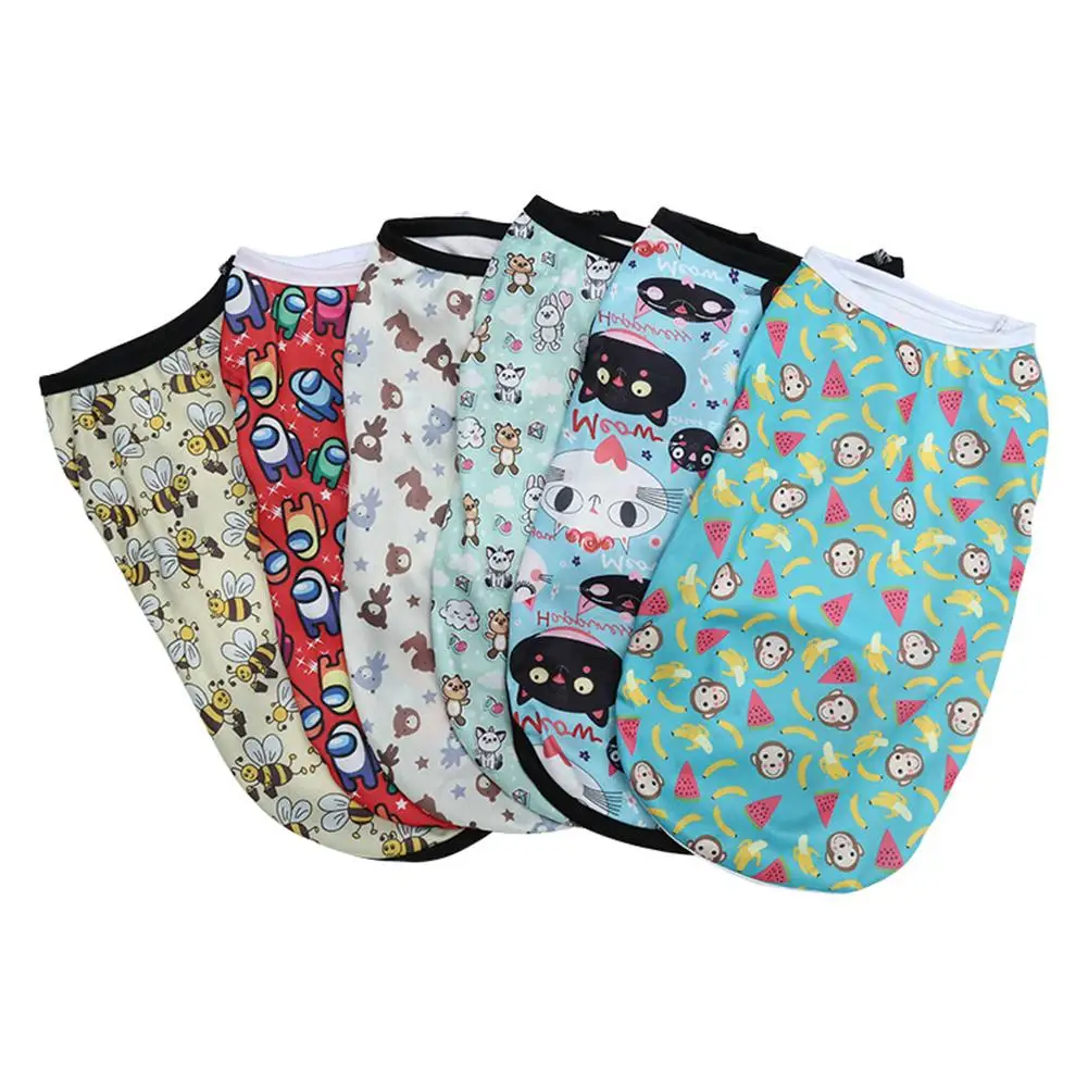 

Puppy Dog Vest Thin Cartoon Printed Comfortable Breathable High Stretch Dog Clothes For Small Dogs Chihuahua Supplies
