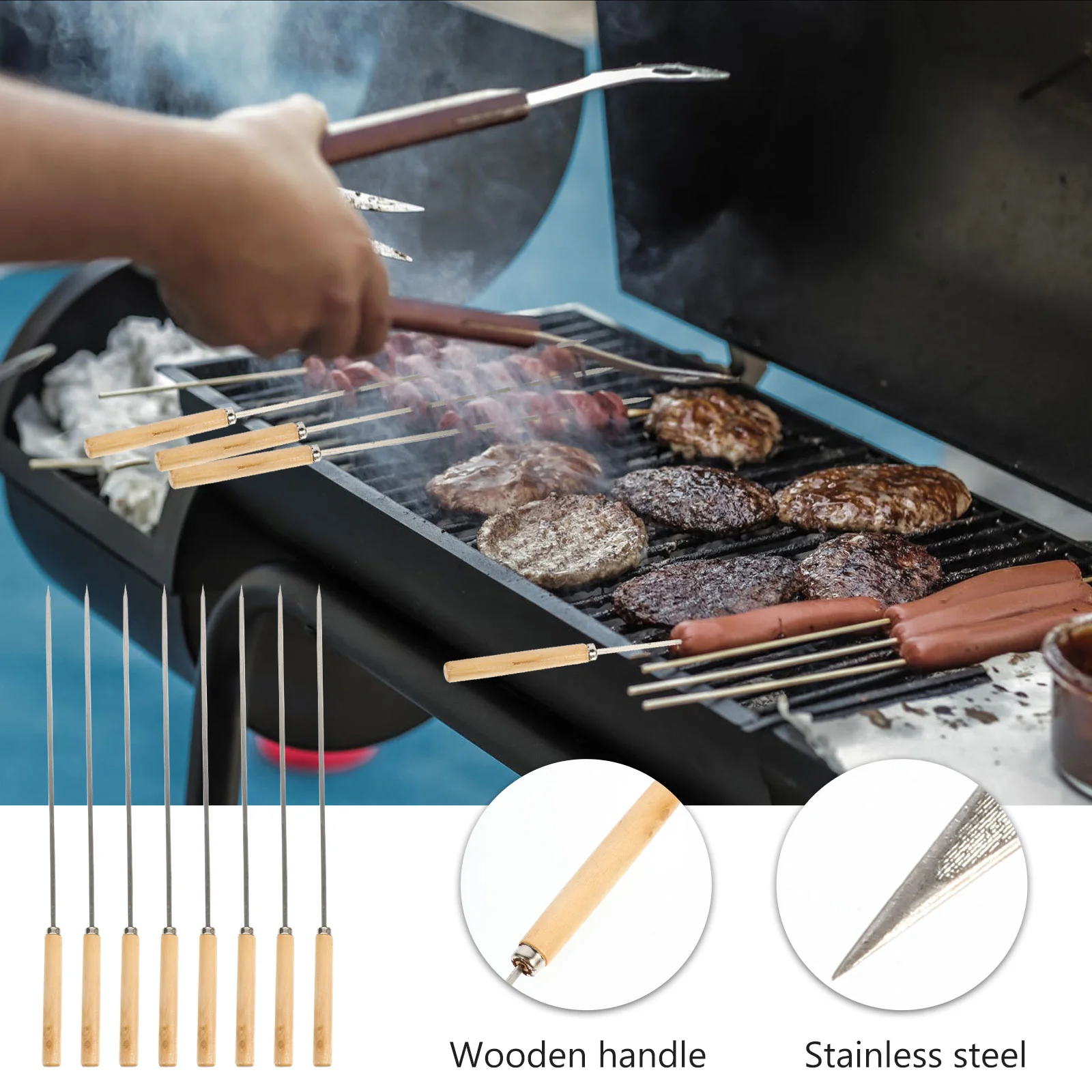 Satay плоский железный знак для барбекю шампур жарки овощей гриль из нержавеющей