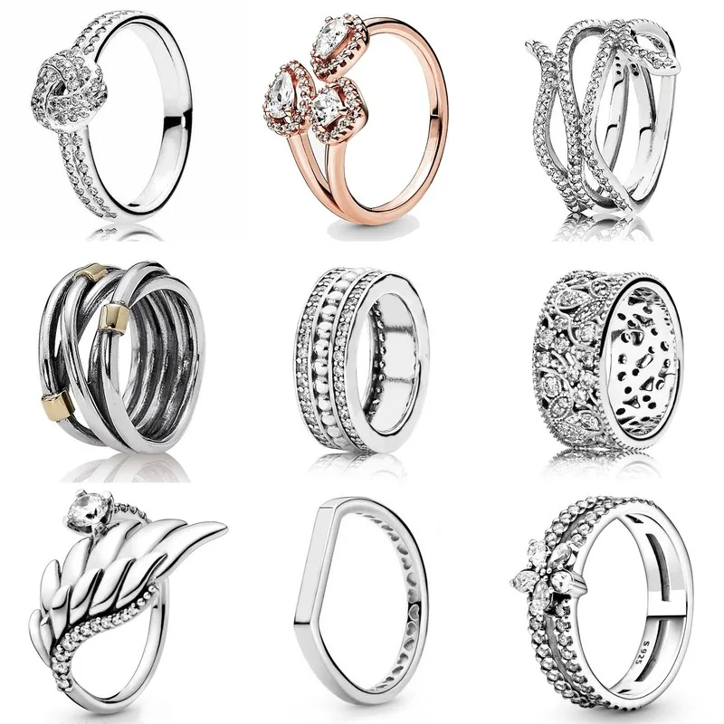 

Authentic 925 Sterling Silver Sparkling Signature Forever Thick With Crystal Ring For Women Wedding Party Gift Fashion Jewelry