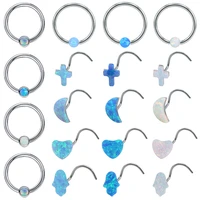 aoedej 1620g opal stone nose piercing jewelry women septum ring blue opal nose studs opal tragus daith septum nose nostril ring