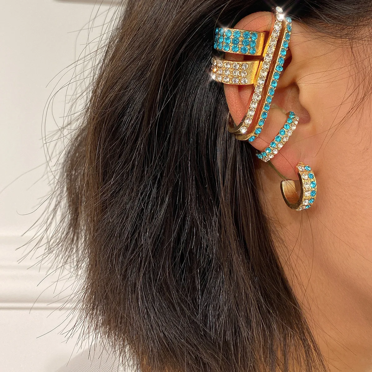 

2ND Boho Pendientes Earring For Women Aesthetic Colorful CZ Zircon Rhinestones Ear Cuff Design Hoop Earrings Clip ZA Jewelry New