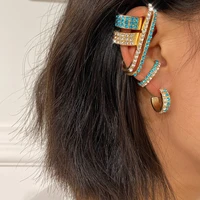 2nd boho pendientes earring for women aesthetic colorful cz zircon rhinestones ear cuff design hoop earrings clip za jewelry new