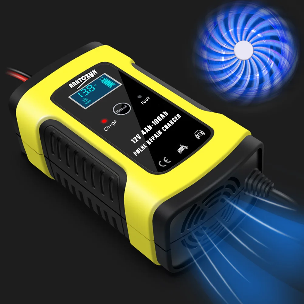 

Motorcycle Car Battery Charger 110v 220v To 12v 6a Intelligent Automatic Lcd AGM GEL WET Lead Acid Battery PB Battery Charger