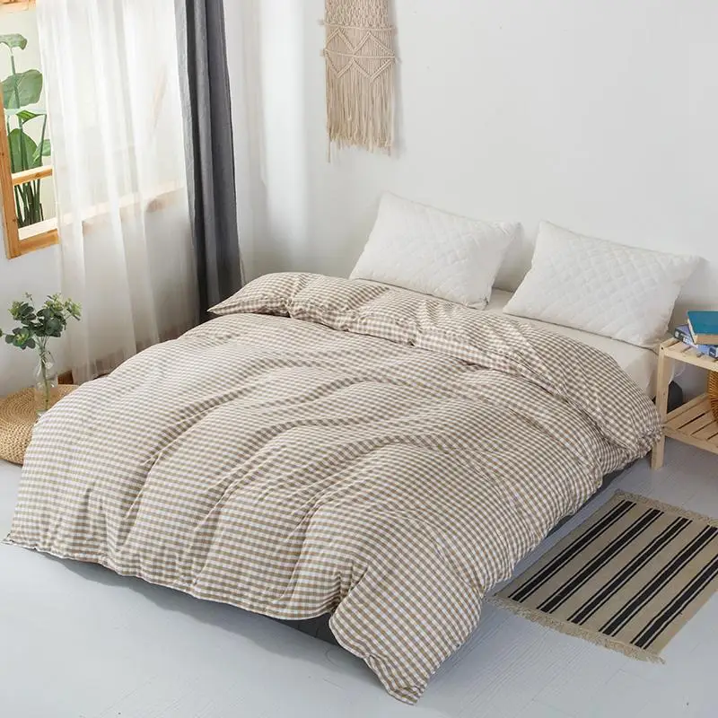 

Yellow Plaid Duvet Cover Bedding Set without pillowcase 210x210 200x220 135x200 Child Quilt Cover Queen King Size Blanket Cover