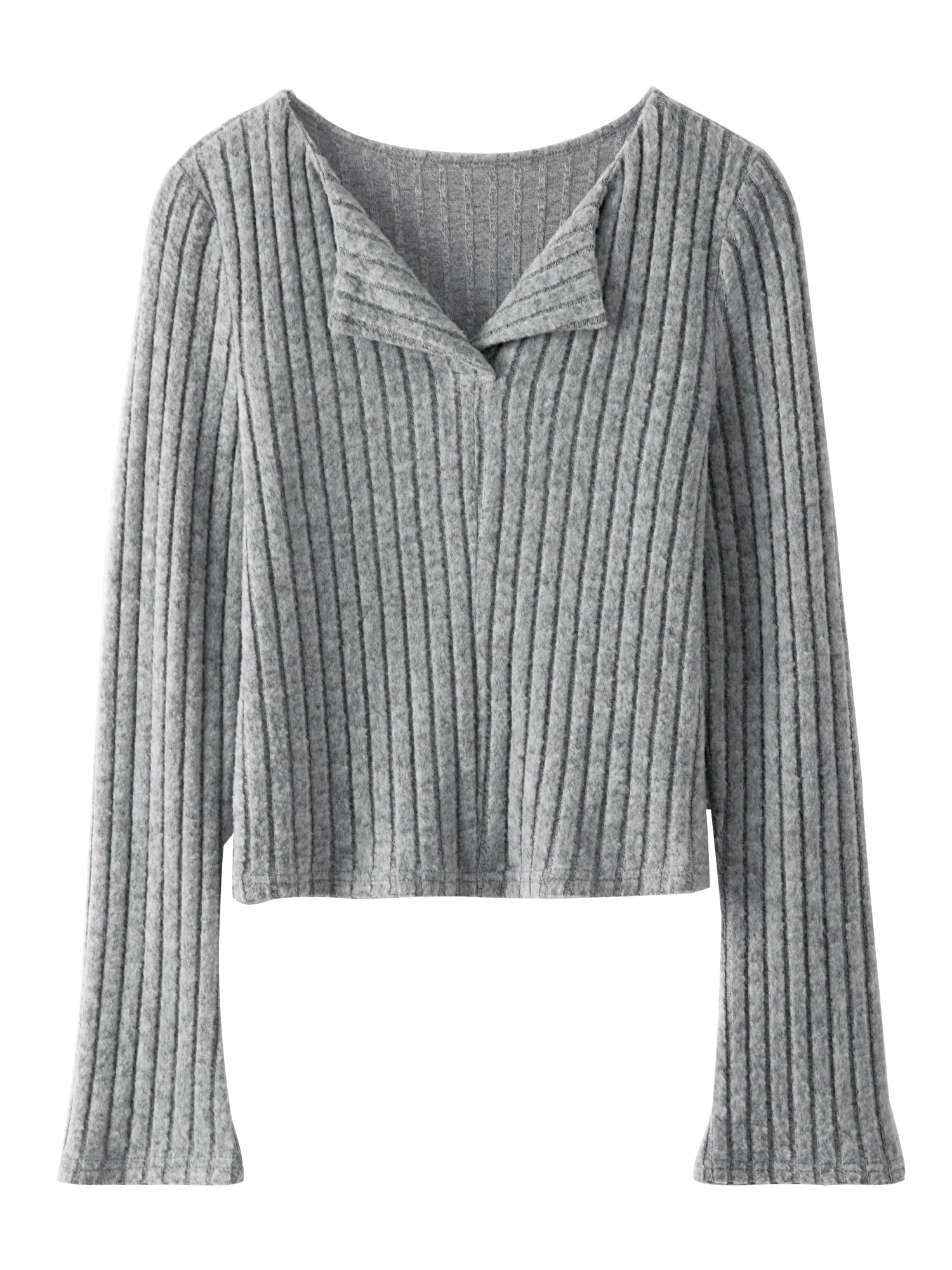 Серая нижняя рубашка для женщин осень и зима 2024 новый облегающий пуловер