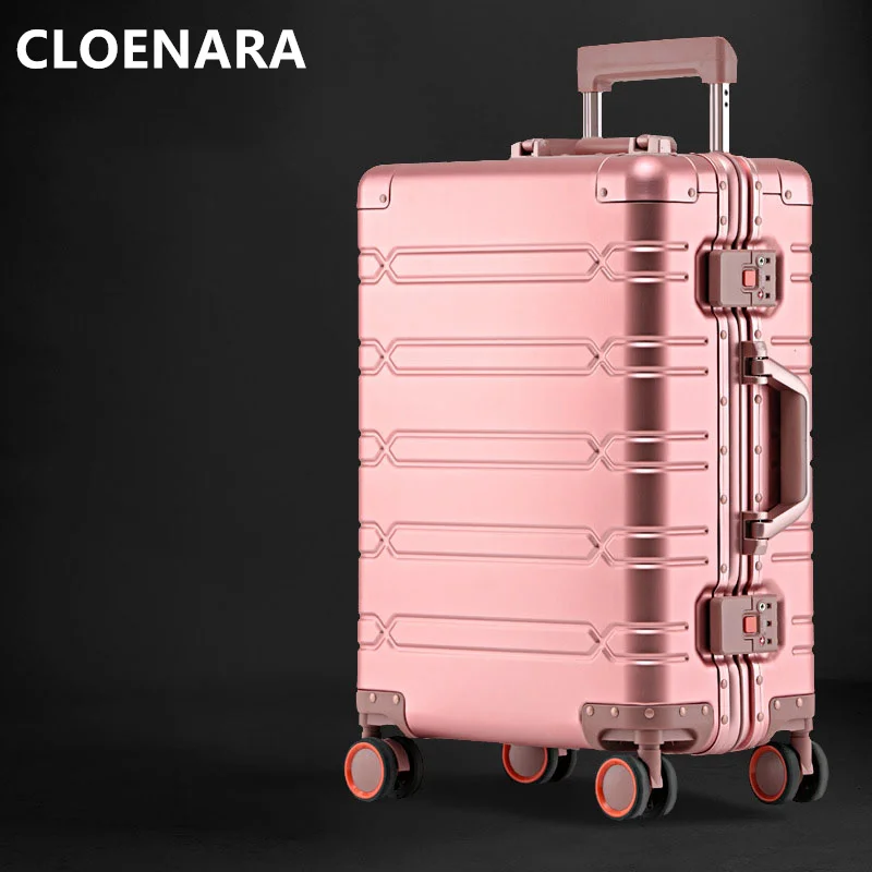 COLENARA The New Suitcase Full Aluminum Magnesium Alloy Super Thick Trolley Case Business Password Waterproof Boarding Luggage