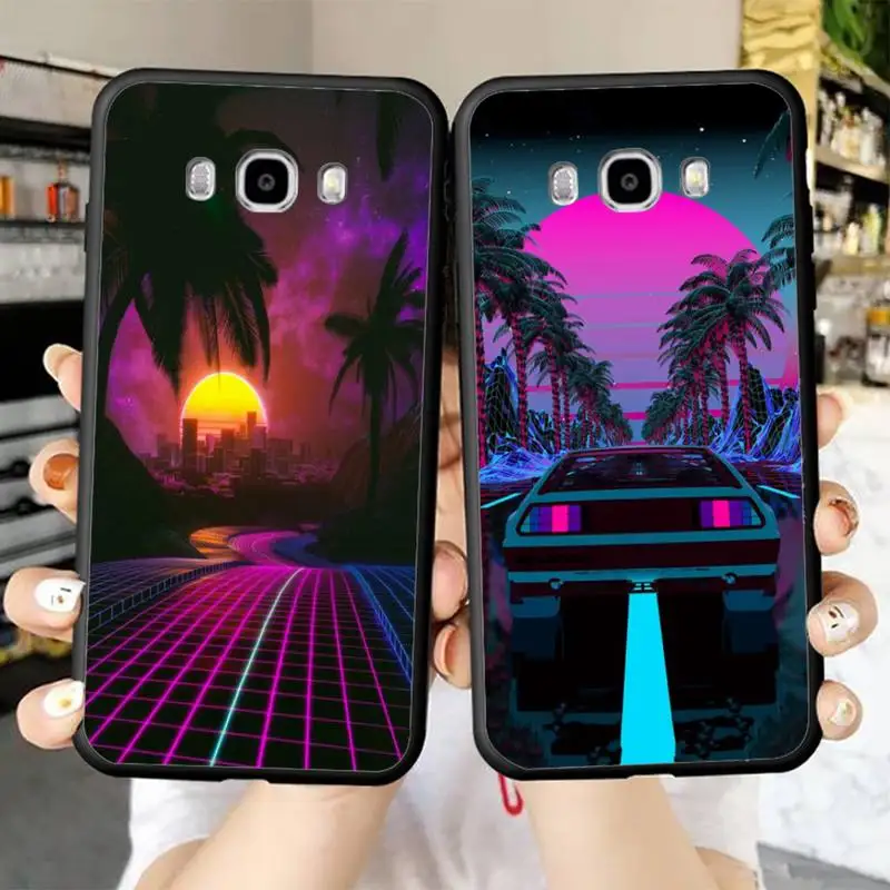 

80s Retrowave Neon Palms Tree Phone Case for Samsung J 2 3 4 5 6 7 8 prime plus 2018 2017 2016 core