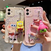 anime spongebob squarepants 3d doll phone cases for iphone 13 12 11 pro max xr xs max 8 x 7 couple anti drop soft cover gift