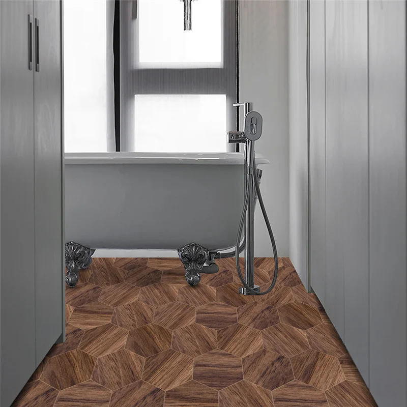 

Креативные шестиугольные Нескользящие наклейки на пол, для гостиной, кухни, ванной, водонепроницаемые декоративные наклейки, саржевая плен...