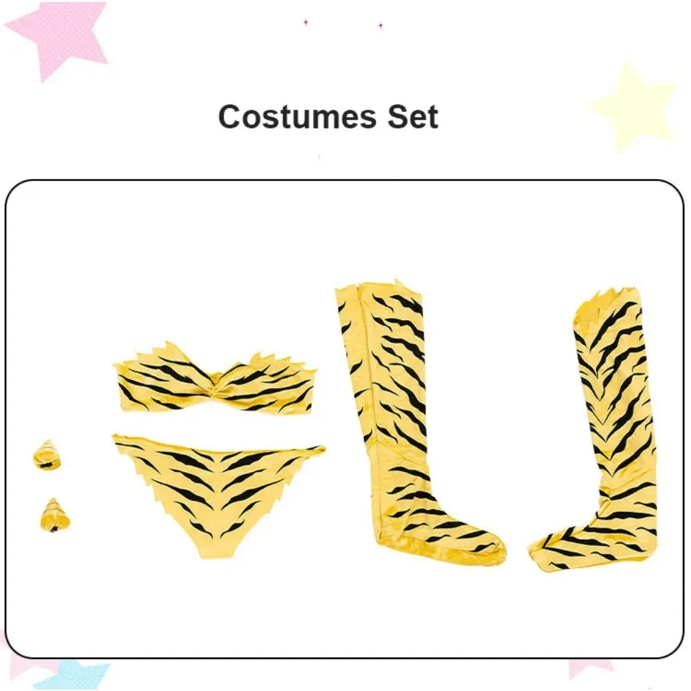 Аниме Urusei Yatsura Lum Invader карнавальный костюм парик бикини в тигровую полоску