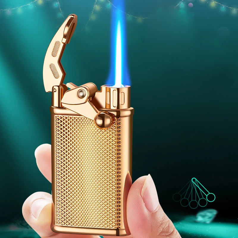 

2022 New Personality Rocker Cigar Lighter Mini Butane Gas Lighter Metal Windproof Cigar Lighter Unusual Flashlight Jet Lighter