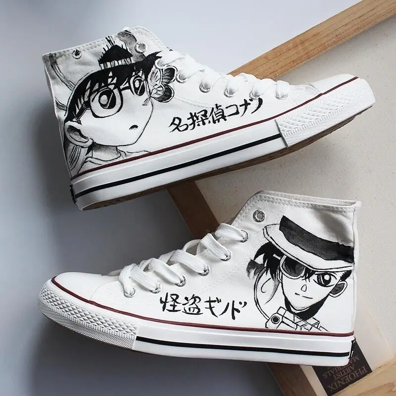 

Anime Detective Conan canvas shoes men's high-top all-match casual graffiti student sneakers