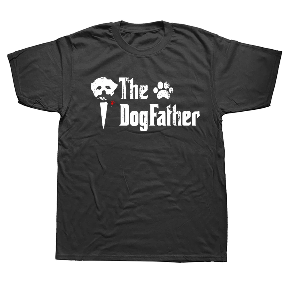 

Funny The Dogfather Maltese Dog Dad T Shirt Father's Day Gift Graphic Cotton Streetwear Short Sleeve Summer Style T-shirt Men