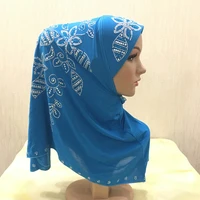 h102 high quality muslim amira hijab with rhinestones pull on islamic scarf head wrap pray scarves ramadhan hijab gift