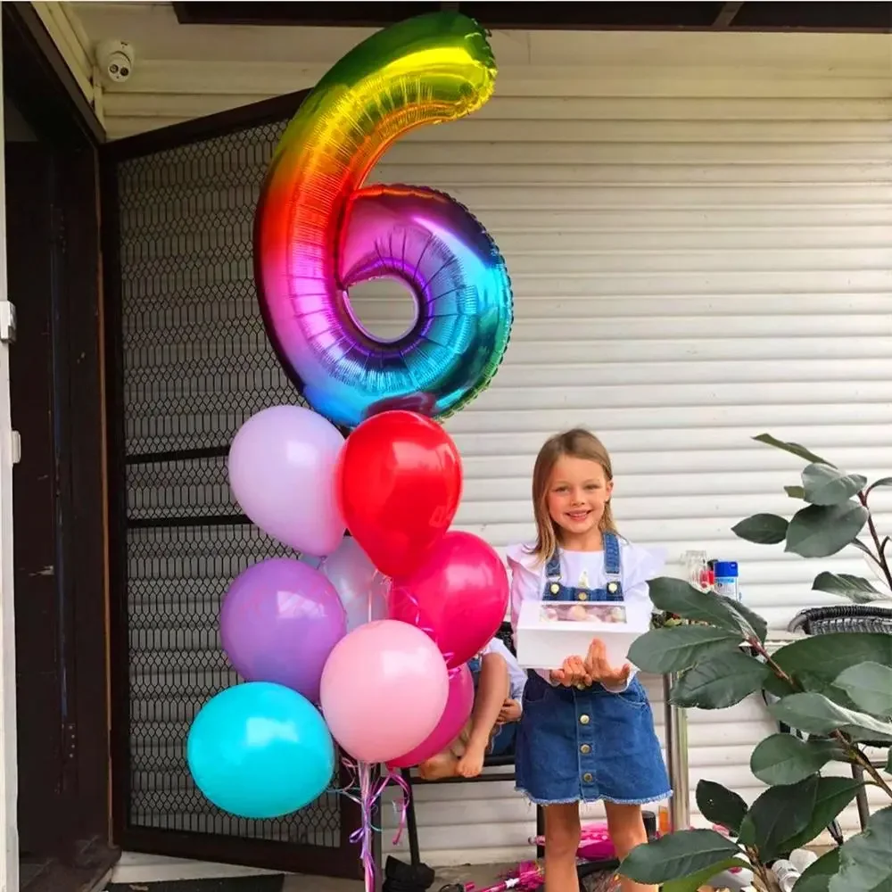 

2023NEW 42inch Rainbow Number Foil Balloons Large Digit Helium Balloons wedding decorations Birthday Party Supplies Baby Shower