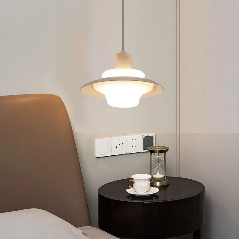 

New Bedside LED Pendant Lamp White Body Dining Room Bar Hanging Light Fixtures UFO Shape Cord Adjustable Dropshipping