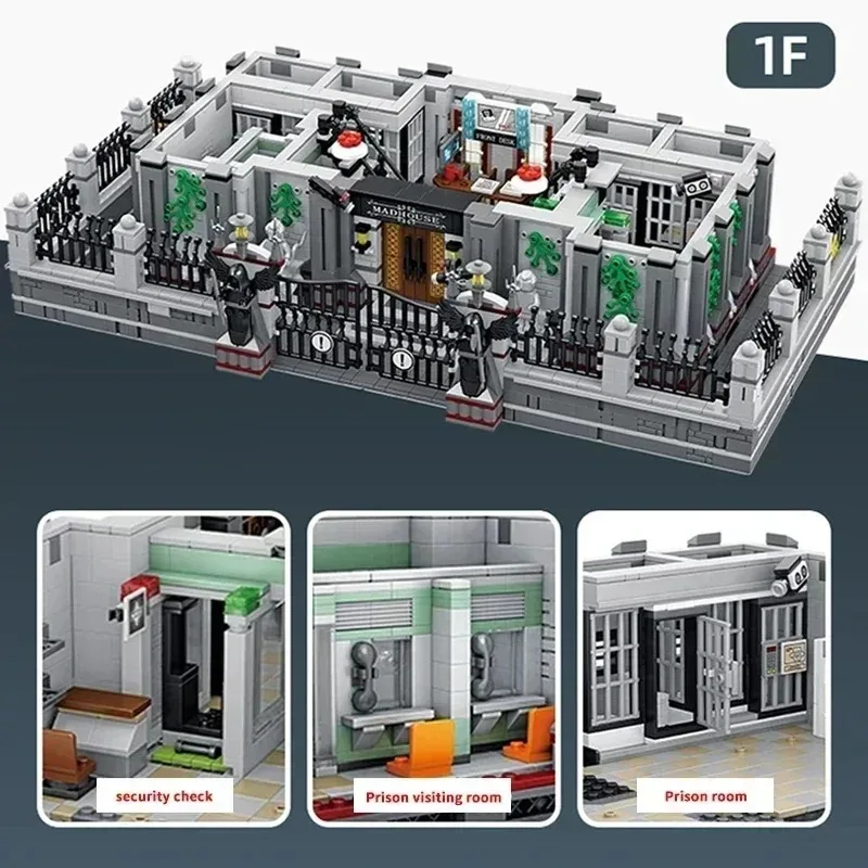 Creative Expert MOC PanlosBricks 613002 Lunatic Hospital Psychiatric Ward Модель 7527 шт. Строительные блоки